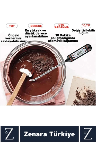 Ergonomik LCD Ekran Çift Ölçüm Birimi Hafızalı Et Sıvı Mama Sıcak Soğuk Saplamalı GIDA TERMOMETRESİ - 4