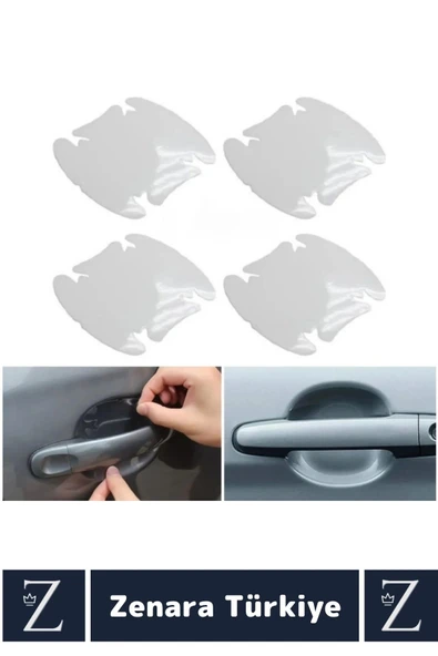 Kolay Montaj Otomobil Kapı Yuvası Araba Kapı Kolu Çizilme Aşınma Yıpranma Darbe Koruyucu Film 4 Adet - 3