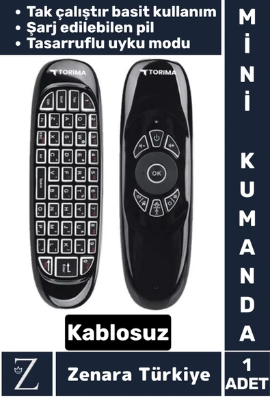 Çok Fonksiyonlu 2.4g Kablosuz Air Mouse ANDROID TV Uyumlu Q Klavye Şarjlı MİNİ UZAKTAN KUMANDA