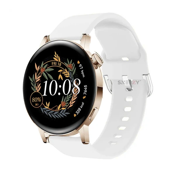Samsung Watch 4 40-42-44-46mm Ile Uyumlu 20mm Purelux Soft Tokalı Silikon Kordon Dayanıklı Spor Stil  Beyaz