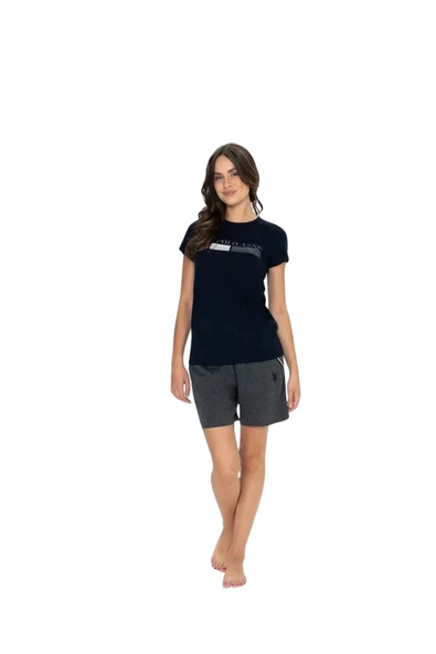 Us Polo Kadın Kısa Kol Lacivert Şortlu Pijama Takımı  20004 ürün görseli 1