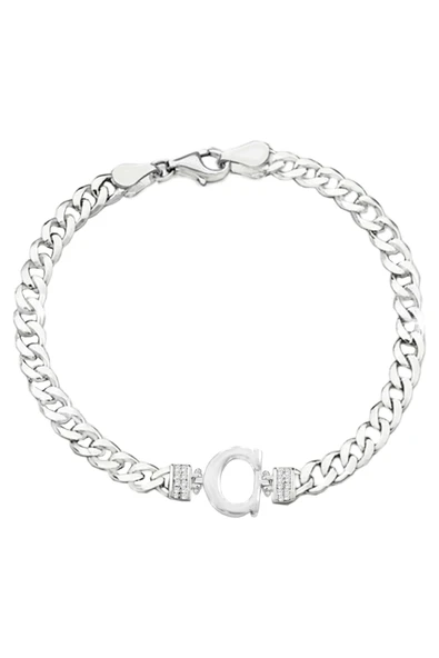 Gümüş rodyumlu zirkon taşlı üç boyutlu gurmet zincirli harf bileklik SGTL12883 - Resim 5