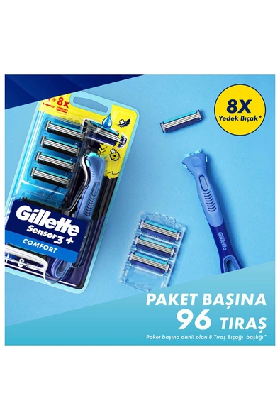 Gillette Sensor3+ Comfort 8'li Yedek Bıçağı Başlıklı Tıraş Makinesi - 5