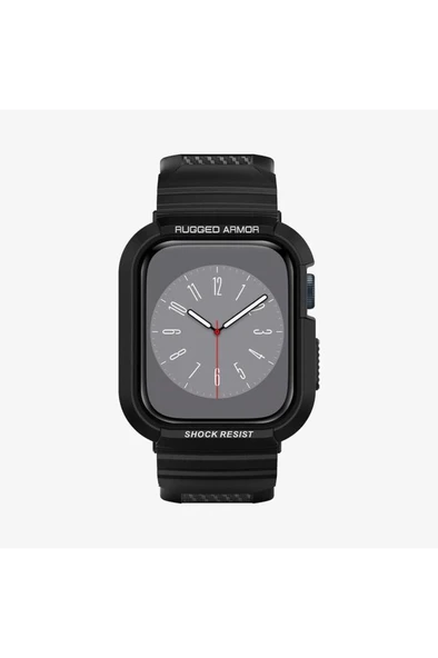 Spigen Apple Watch 41mm (Seri 9/8/7) Kılıf & Kordon Kayış Rugged Armor Pro Black Outlet