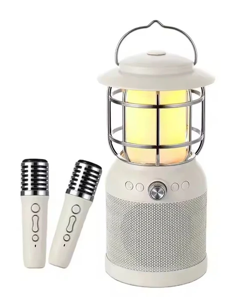 Kamp Lambası Dış Mekan Karaoke Hoparlör 3'ü 1 Arada TF-Card Bluetooth 2 adet Mikrofonlu - 2