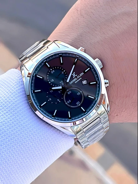 Daniel Klein Çelik Kordon Kronometreli Kadran Tasarımı 3 Atm Suya Dayanıklı Erkek Kol Saati 10582.6 - Resim 2