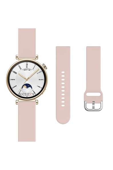 Huawei Watch Gt2 42mm Ile Uyumlu 20mm Purelux Soft Tokalı Silikon Kordon Dayanıklı Spor Stil  Pudra - Resim 5