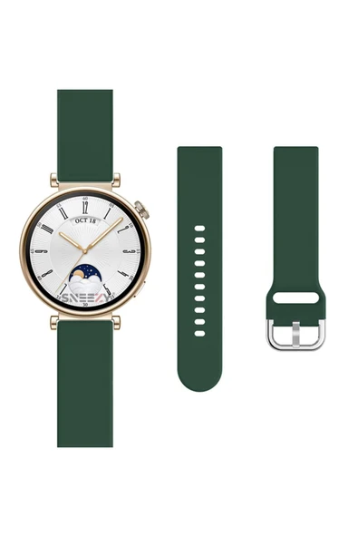 Samsung Galaxy Watch 5 40-44-45mm Uyumlu 20mm Purelux Soft Tokalı Silikon Kordon Dayanıklı Spor Stil  Koyu Yeşil - 5