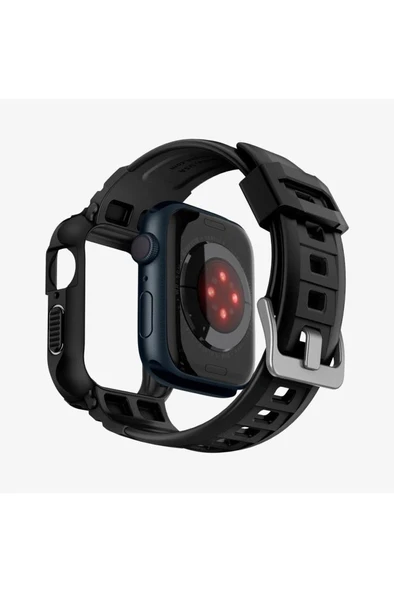 Spigen Apple Watch 41mm (Seri 9/8/7) Kılıf & Kordon Kayış Rugged Armor Pro Black Outlet - 3