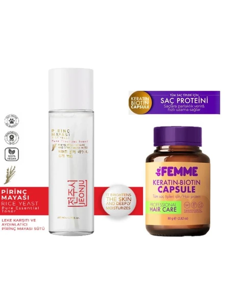 JEONJU Pirinç Mayası Aydınlatıcı-nemlendirici-gözenek Sıkılaştırıcı-beyazlatıcı Toner+De Femme Saç Bakım Proteini - 1