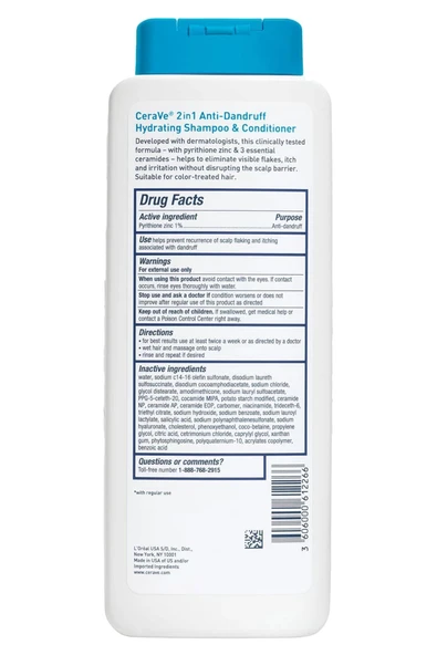 CeraVe 2si 1 Arada Kepeğe Karşı Nemlendirici Şampuan + Saç Kremi 355ML - 2