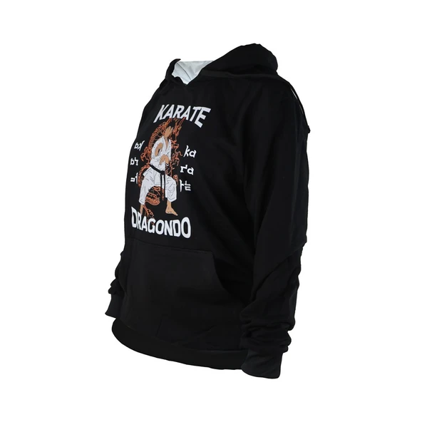 DragonDo TX28 Baskılı Karate Sweatshirt Siyah Hoodie Kapüşonlu Sweatshirt - 2