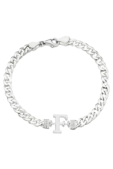 Gümüş rodyumlu zirkon taşlı üç boyutlu gurmet zincirli harf bileklik SGTL12883 - Resim 8