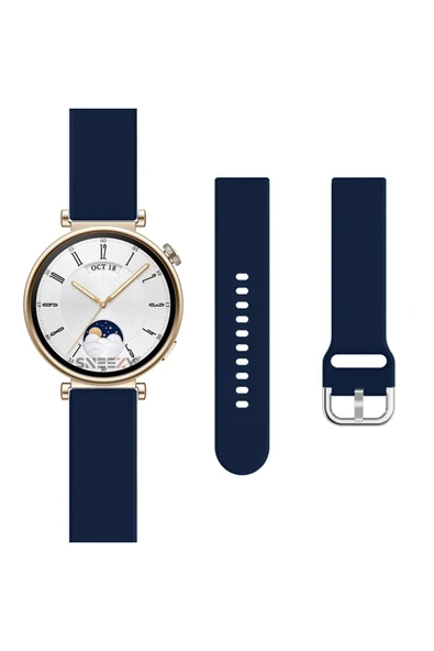 Samsung Watch 4 40-42-44-46mm Ile Uyumlu 20mm Purelux Soft Tokalı Silikon Kordon Dayanıklı Spor Stil  Lacivert - 5