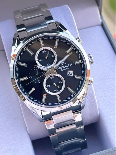 Daniel Klein Çelik Kordon Kronometreli Kadran Tasarımı 3 Atm Suya Dayanıklı Erkek Kol Saati 10582.1 - Resim 3