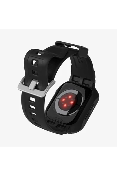 Spigen Apple Watch 41mm (Seri 9/8/7) Kılıf & Kordon Kayış Rugged Armor Pro Black Outlet - 8