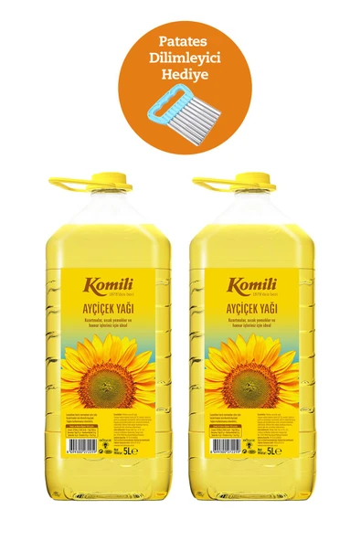 Komili Ayçiçek Yağı 5 Lt Pet x 2 + Patates Dilimleyici Hediyeli