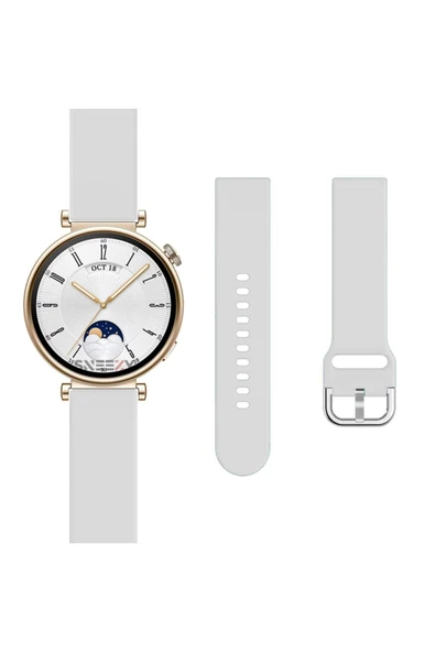 Samsung Galaxy Watch 5 40-44-45mm Uyumlu 20mm Purelux Soft Tokalı Silikon Kordon Dayanıklı Spor Stil  Beyaz - 5