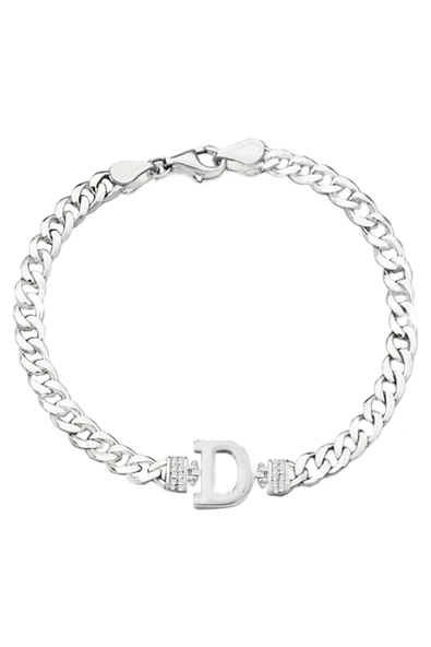 Gümüş rodyumlu zirkon taşlı üç boyutlu gurmet zincirli harf bileklik SGTL12883 - Resim 6