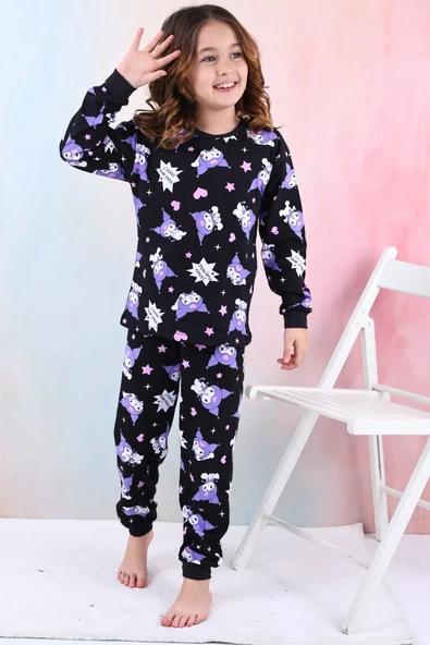 Kuromi Desenli Kız Çocuk Pijama Takımı Pembe 3-13 Yaş - 1