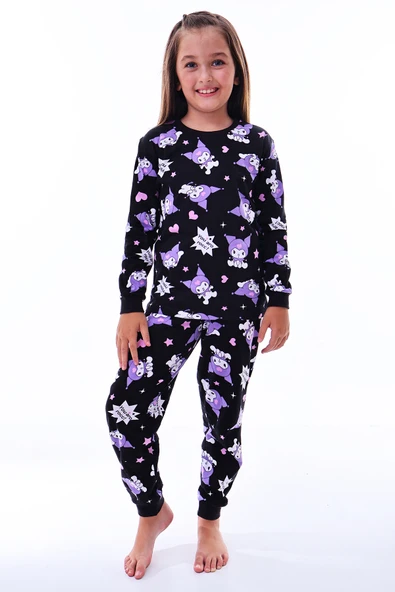 Kuromi Desenli Kız Çocuk Pijama Takımı Pembe 3-13 Yaş - 5