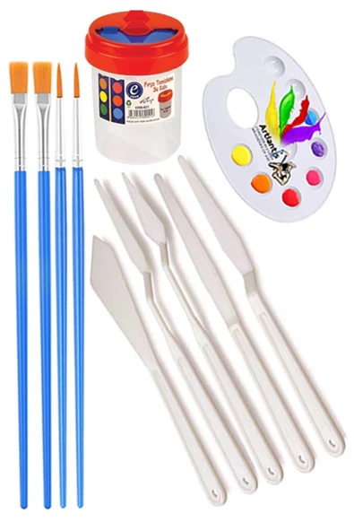 Canson Çok Amaçlı Sanatsal Blok A5 200 gr 20 Yaprak 1 Adet 6 Renk Akrilik Boya Fırça Palet Spatula Fırça Temizleme Kabı - Resim 3