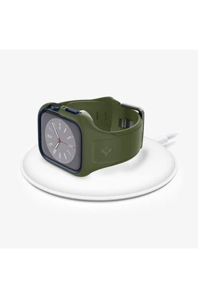 Spigen Apple Watch 45mm (Seri 9/8/7) Kılıf & Kordon Kayış Liquid Air Pro Moss Green Outlet - 5