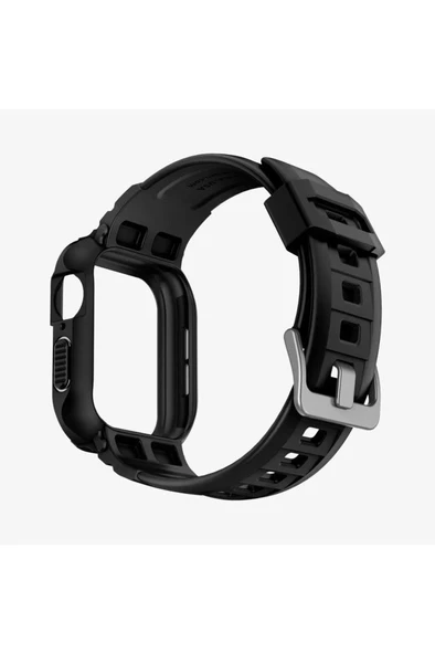 Spigen Apple Watch 41mm (Seri 9/8/7) Kılıf & Kordon Kayış Rugged Armor Pro Black Outlet - 2