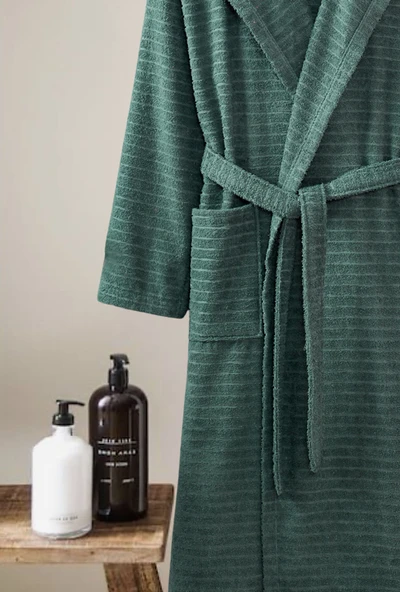 Kapüşonlu Bornoz Doğa Çağla Yeşili 2XL - Resim 2