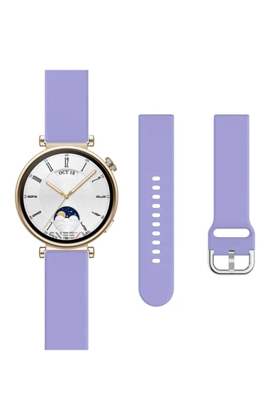 Huawei Watch Gt3 42mm Ile Uyumlu 20mm Purelux Soft Tokalı Silikon Kordon Dayanıklı Spor Stil  Lavanta - Resim 5