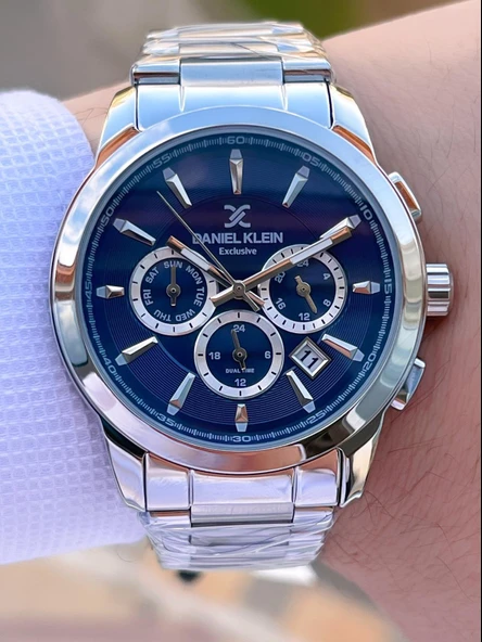 Daniel Klein Çelik Kordon Kronometreli Kadran Tasarımı 3 Atm Suya Dayanıklı Erkek Kol Saati 14031.3 - Resim 2