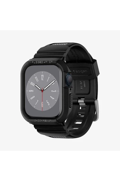 Spigen Apple Watch 41mm (Seri 9/8/7) Kılıf & Kordon Kayış Rugged Armor Pro Black Outlet - 7