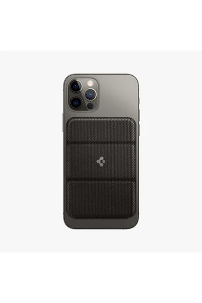 Spigen Apple iPhone 15 / iPhone 14 / iPhone 13 / iPhone 12 Serileri için Smart Fold Manyetik Cüzdan MagSafe Gunmetal Outlet