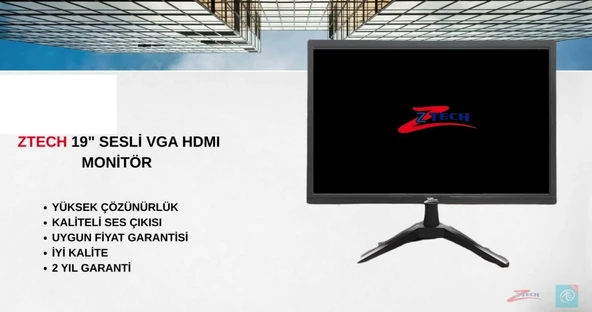 ZTECH ZR-MR19M 19'' HD+VGA+USB LED MONİTÖR - 1