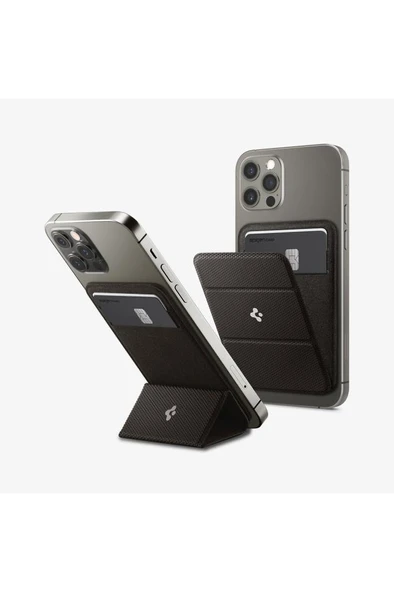 Spigen Apple iPhone 15 / iPhone 14 / iPhone 13 / iPhone 12 Serileri için Smart Fold Manyetik Cüzdan MagSafe Gunmetal Outlet - 2