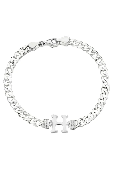 Gümüş rodyumlu zirkon taşlı üç boyutlu gurmet zincirli harf bileklik SGTL12883 - Resim 9