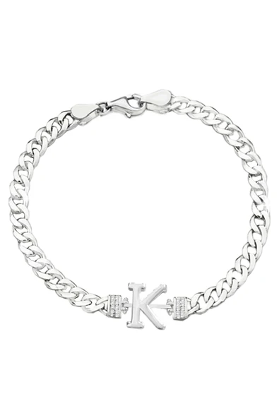 Gümüş rodyumlu zirkon taşlı üç boyutlu gurmet zincirli harf bileklik SGTL12883 - Resim 10