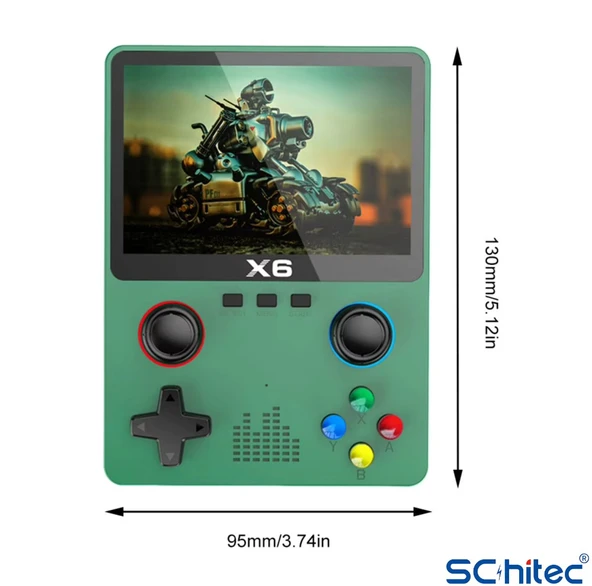 ScHitec X6 3.5inç IPS Ekran Taşınabilir Retro El Atari Oyun Konsolu 10000 Oyunlu Tv Bağlanan 32Gb Yeşil - 6