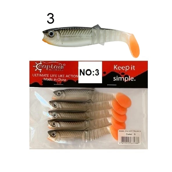 Captain 3569 Style Soft 10cm 10gr Levrek Turna Silikonu 5'li Paket Silikon Yem - 7