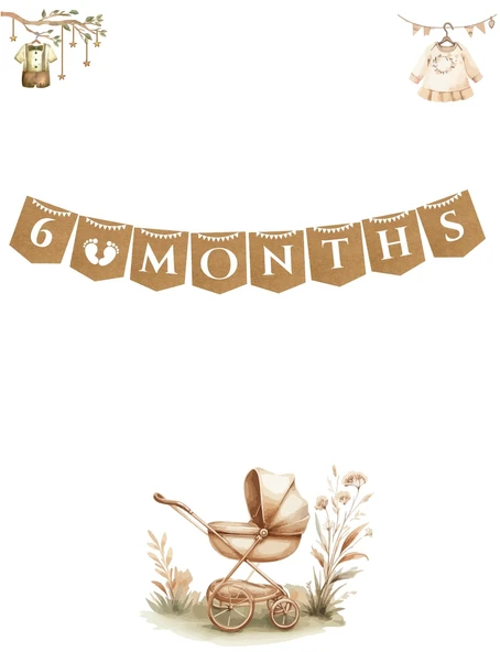 Yarım Yaş Partisi 6 Months Temalı Kraft Banner - 2