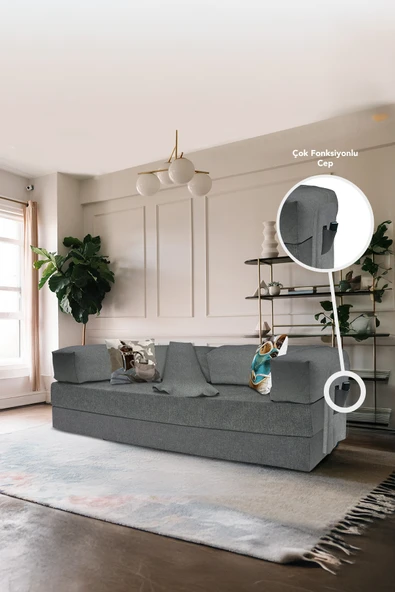 Moda Home Bedding Retro yataklı kanepe,yatak olabilen,dinlenme amaçlı legom aktivite koltuğu-GRİ - 1