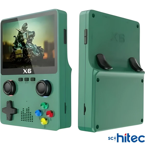 ScHitec X6 3.5inç IPS Ekran Taşınabilir Retro El Atari Oyun Konsolu 10000 Oyunlu Tv Bağlanan 32Gb Yeşil - 7