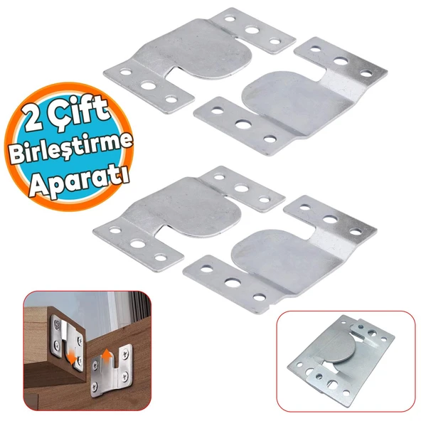Baza Başlık Mobilya Karyola Köşe Koltuk Birleştirme Sacı Saç Bağlama Braketi Metal (2 Çift Takım)