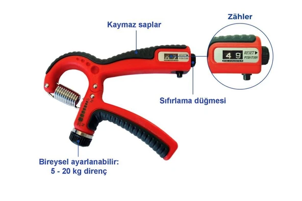 Saban Sayaçlı El Bilek Güçlendirici – Ayarlanabilir Dirençli Parmak ve El Egzersiz Aleti (5–20 kg) - 2