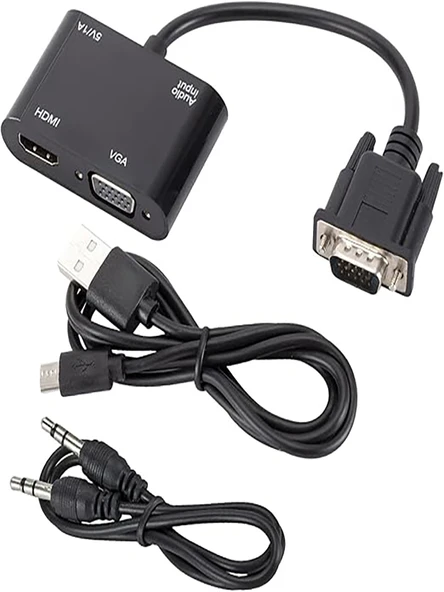 VGA HDMI Dönüştürücü Adaptörü VGA Kaynak Çıkışı Tv Dizüstü Bilgisayar Masaüstü Monitör İçin - 4