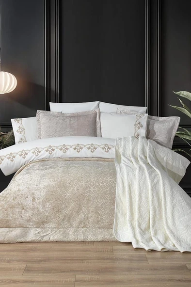 Opal 10 Parça Battaniyeli Çeyiz Seti Bej ürün görseli