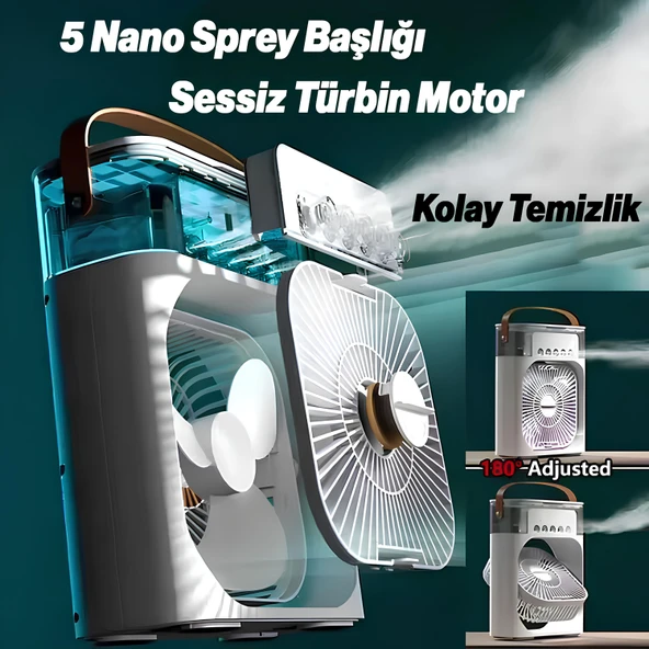 Kablolu Vantilatör Masaüstü Süper Sessiz Fan Su Püskürtmeli Mini El Hava Serinletici Nemlendirici - 7