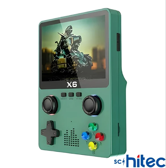 ScHitec X6 3.5inç IPS Ekran Taşınabilir Retro El Atari Oyun Konsolu 10000 Oyunlu Tv Bağlanan 32Gb Yeşil