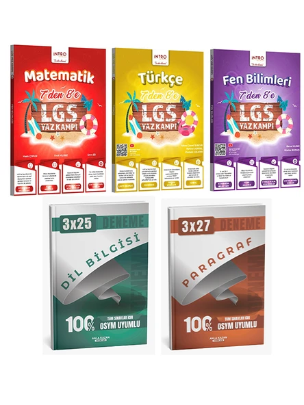 Anla Kazan + İntro 2026 7 Den 8 e Yaz Kampı Türkçe Matematik Fen ve Paragraf Dil Bilgisi Deneme Set - Resim 2