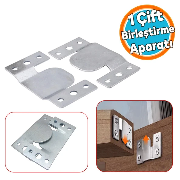 Baza Başlık Mobilya Karyola Köşe Koltuk Birleştirme Sacı Saç Bağlama Braketi Metal (1 Çift Takım) ürün görseli